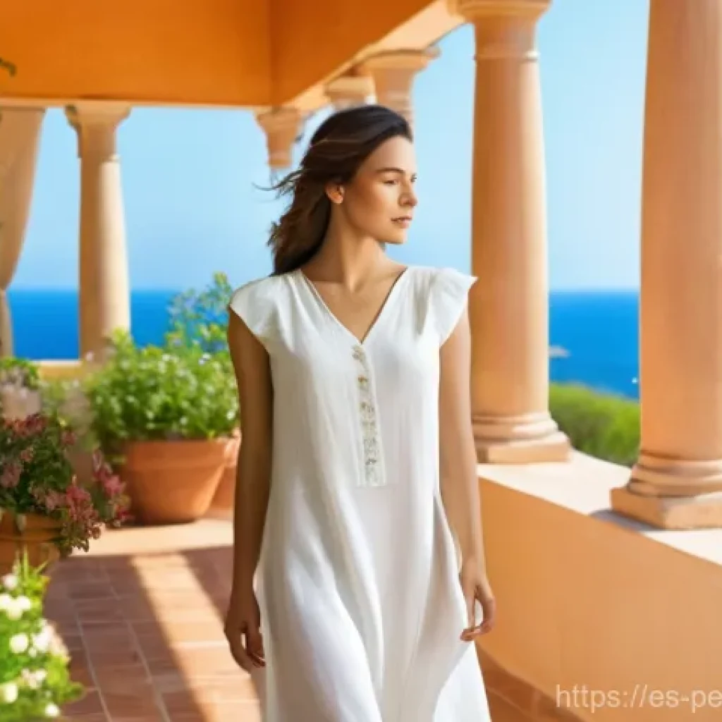 여름과 겨울을 위한 향수 - Mediterranean Serenity: Spring/Summer Freshness**

A young woman, elegantly dressed in a light, flow...